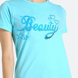 Women Sequins Motifs Embellished Cotton T-shirt