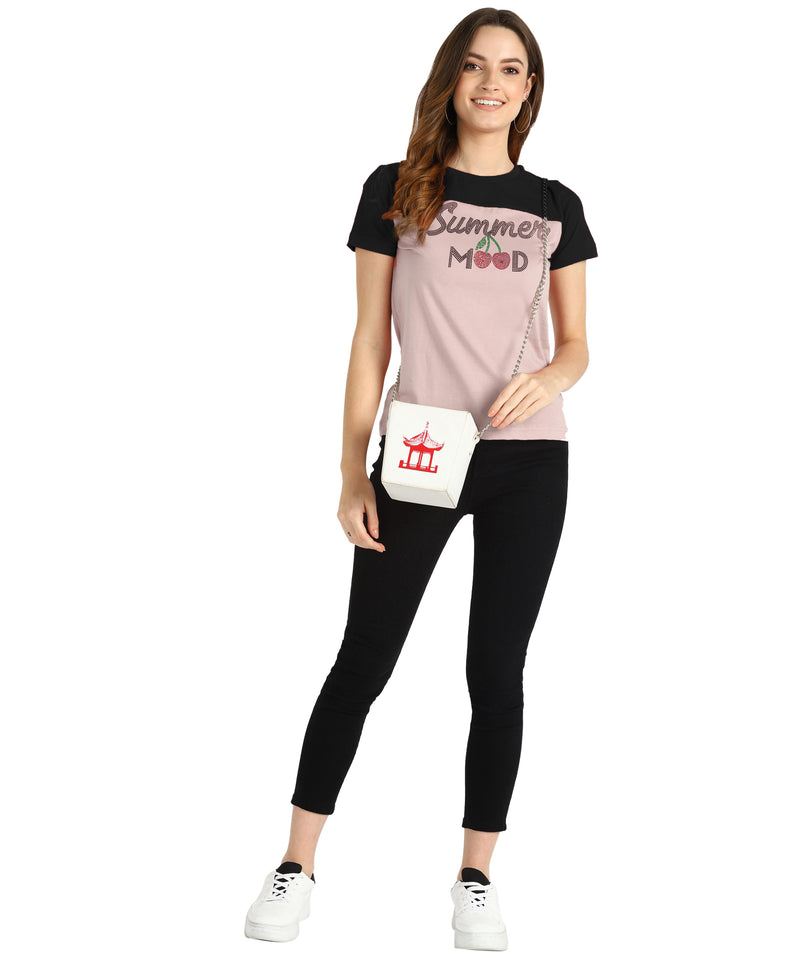 Women's Cotton Sequin Motif T-Shirt Combo