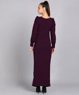 Sultry Sophistication Gathered Front Slit Bodycon Maxi Purple Dress