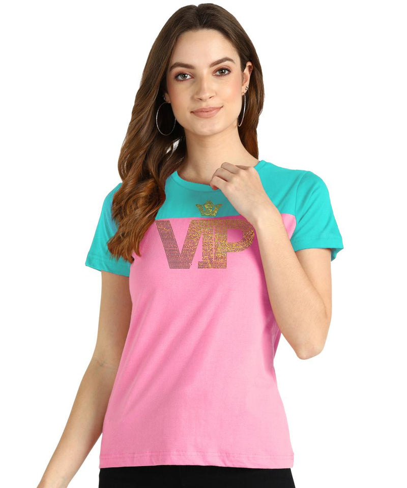 Women's Sequins Motifs Embellished Cotton T-shirt