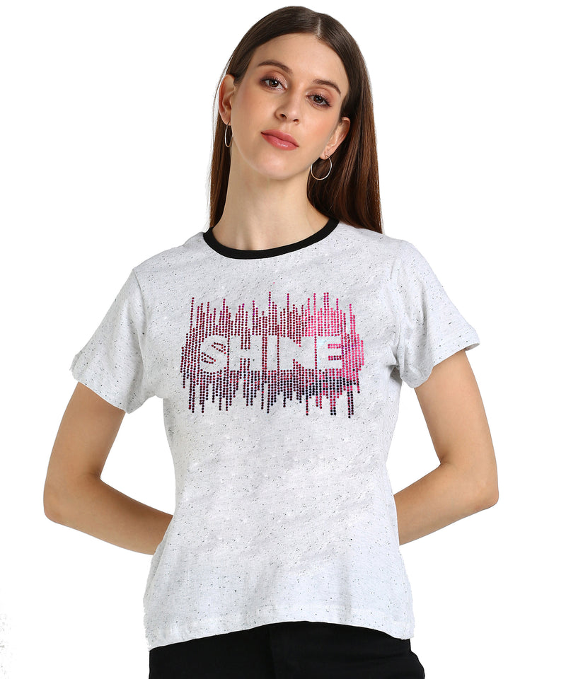 Women's Sequin Motifs Embellished cotton T-shirt