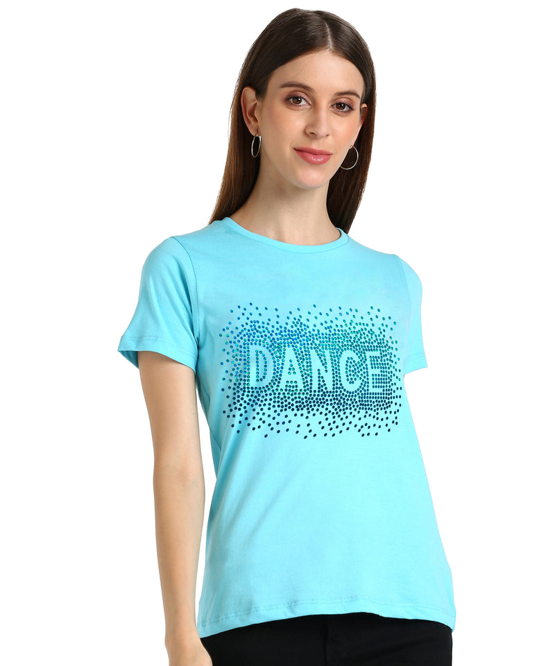 Shimmer in Style with the Pack of 2 Women's Cotton Sequins Motifs T-Shirts