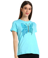 Women Sequins Motifs Embellished Cotton T-shirt