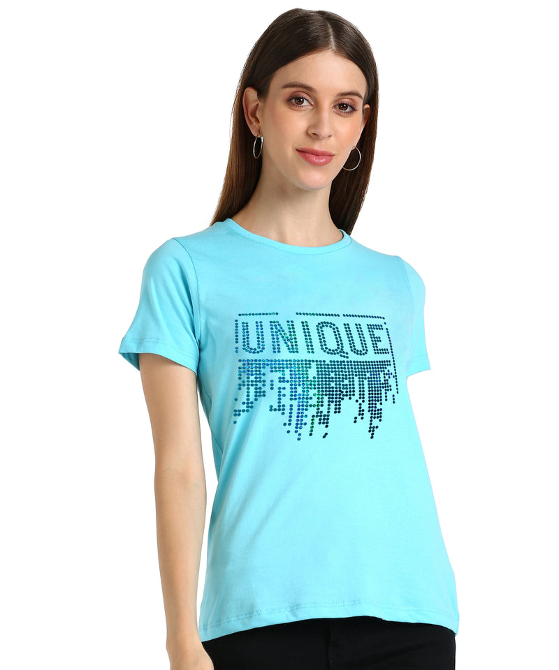 Women's Cotton Sequin Motif T-Shirt Combo