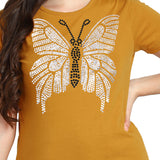 Women Sequins Motifs Embellished Cotton T-shirt